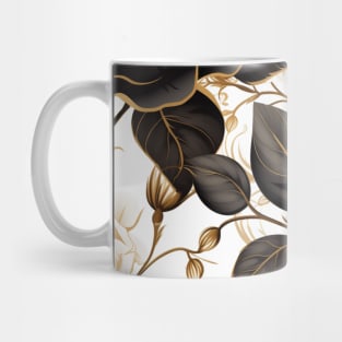 Black and White Roses with golden inticate detales pattern, classic vintage design Mug